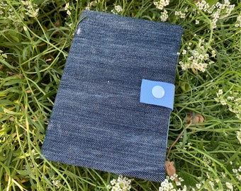 Notizbuchhülle DIN A6  mit Buch, Jeans upcycling, Reisetagebuch, Buchhülle