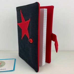 Book cover DIN A6 with star, jeans upcycling, travel diary, vegan book cover image 4