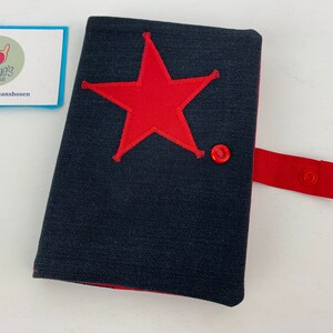 Book cover DIN A6 with star, jeans upcycling, travel diary, vegan book cover image 3