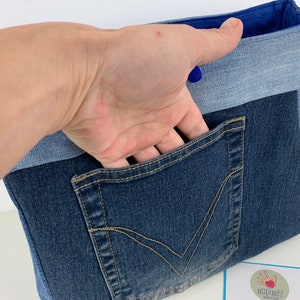 Projekttasche, Jeans upcycling, Handtaschenutensilo, Bag in Bag Bild 7