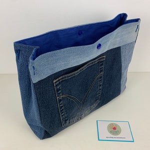 Projekttasche, Jeans upcycling, Handtaschenutensilo, Bag in Bag Bild 9