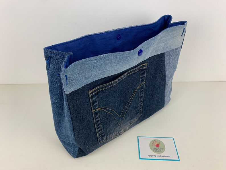 Projekttasche, Jeans upcycling, Handtaschenutensilo, Bag in Bag Bild 9