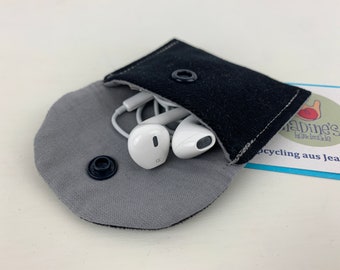 Headphone bag, jeans upcycling, tampon bag, wallet, plaster bag