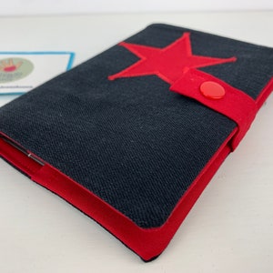 Book cover DIN A6 with star, jeans upcycling, travel diary, vegan book cover image 6