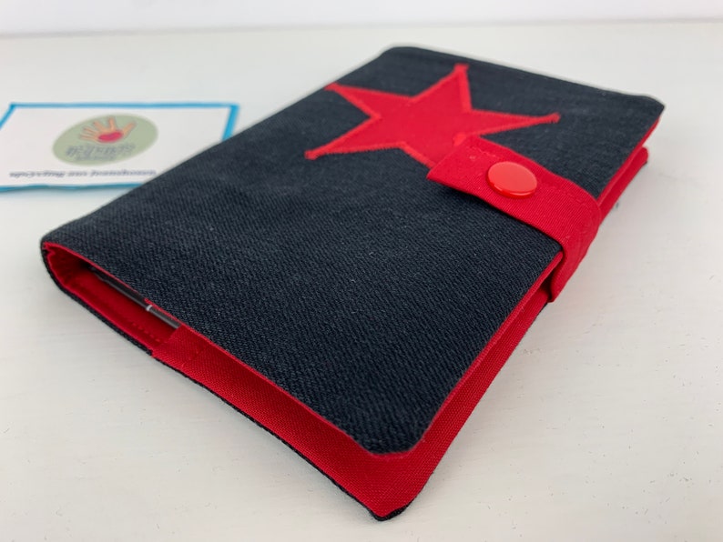 Book cover DIN A6 with star, jeans upcycling, travel diary, vegan book cover image 6