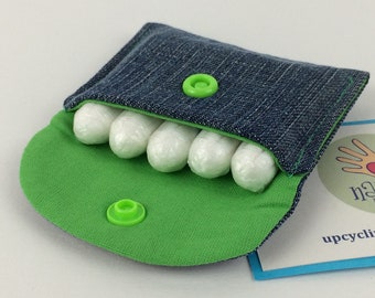 Tampontasche Jeans upcycling, Pillentasche