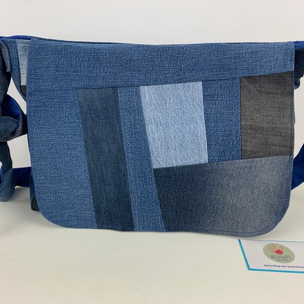 Schultertasche, Jeans upcycling, Umhängetasche, Knotentasche, Jeanstasche, vegane Tasche