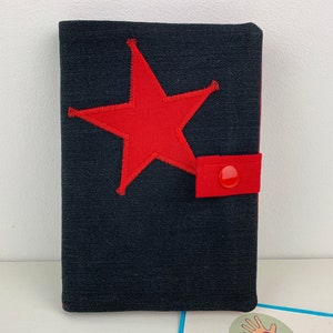 Book cover DIN A6 with star, jeans upcycling, travel diary, vegan book cover image 7