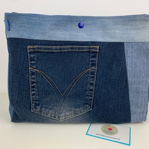 Projekttasche, Jeans upcycling, Handtaschenutensilo, Bag in Bag Bild 4