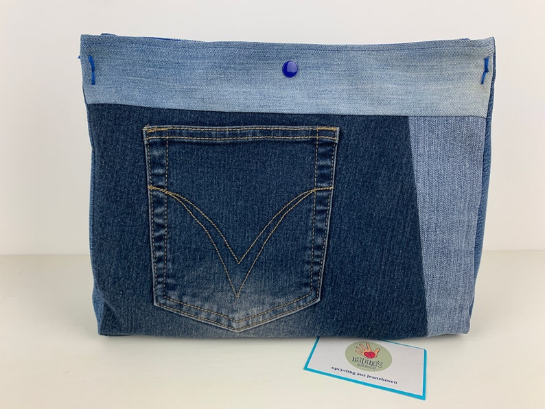 Projekttasche, Jeans upcycling, Handtaschenutensilo, Bag in Bag Bild 4