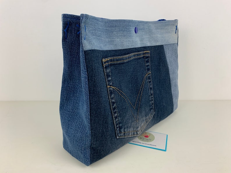 Projekttasche, Jeans upcycling, Handtaschenutensilo, Bag in Bag Bild 5