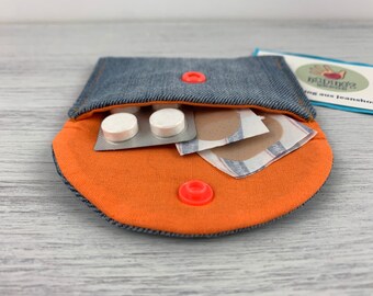 Wallet, jeans upcycling, business card bag, vegan wallet, tampon bag, jeans bag