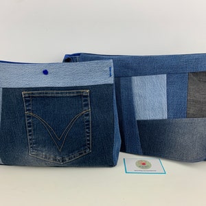 Projekttasche, Jeans upcycling, Handtaschenutensilo, Bag in Bag Bild 10