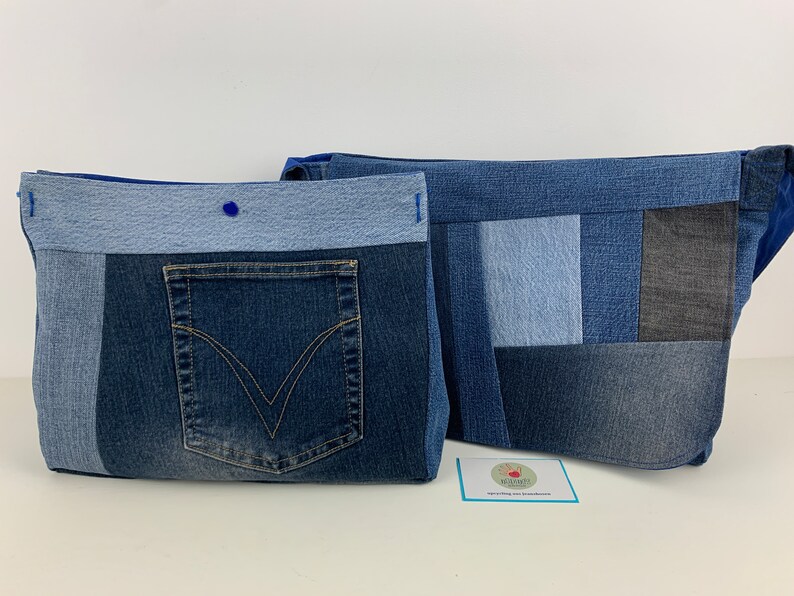 Projekttasche, Jeans upcycling, Handtaschenutensilo, Bag in Bag Bild 10