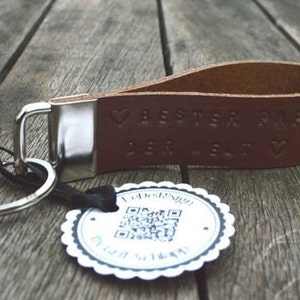 Schlüsselanhänger Rindsleder handgeprägt mit Wunschtext personalisiert Brown