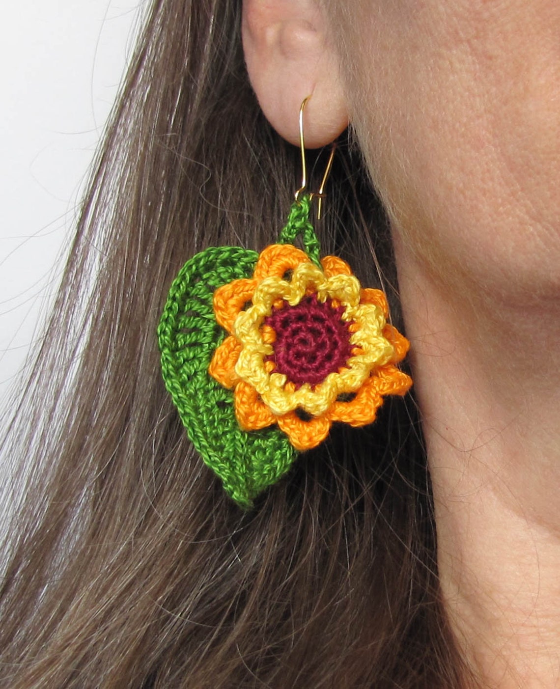 Crochet Sunflower Earrings PATTERN ONLY Etsy