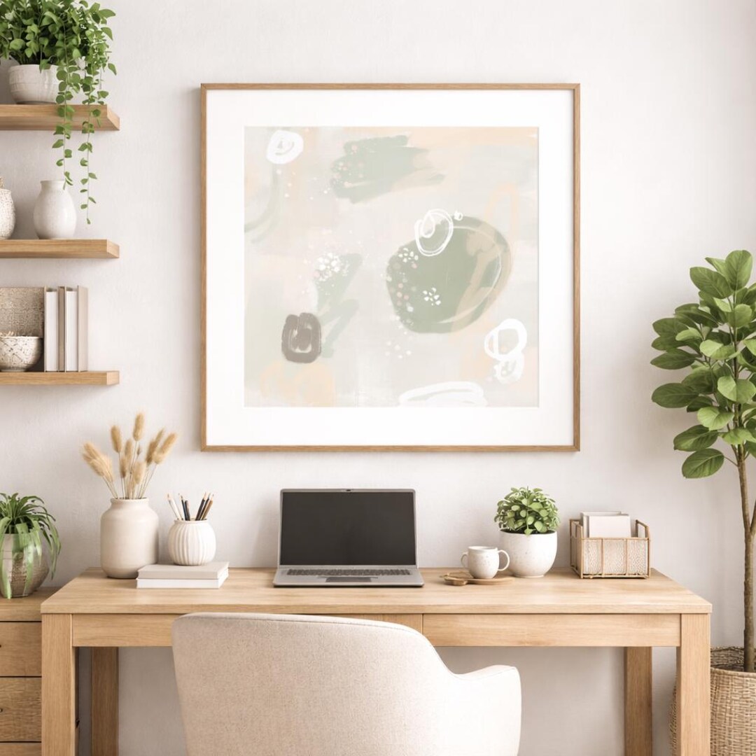 Sage Green Abstract Wall Art Print, Neutral Minimalist Painting ...