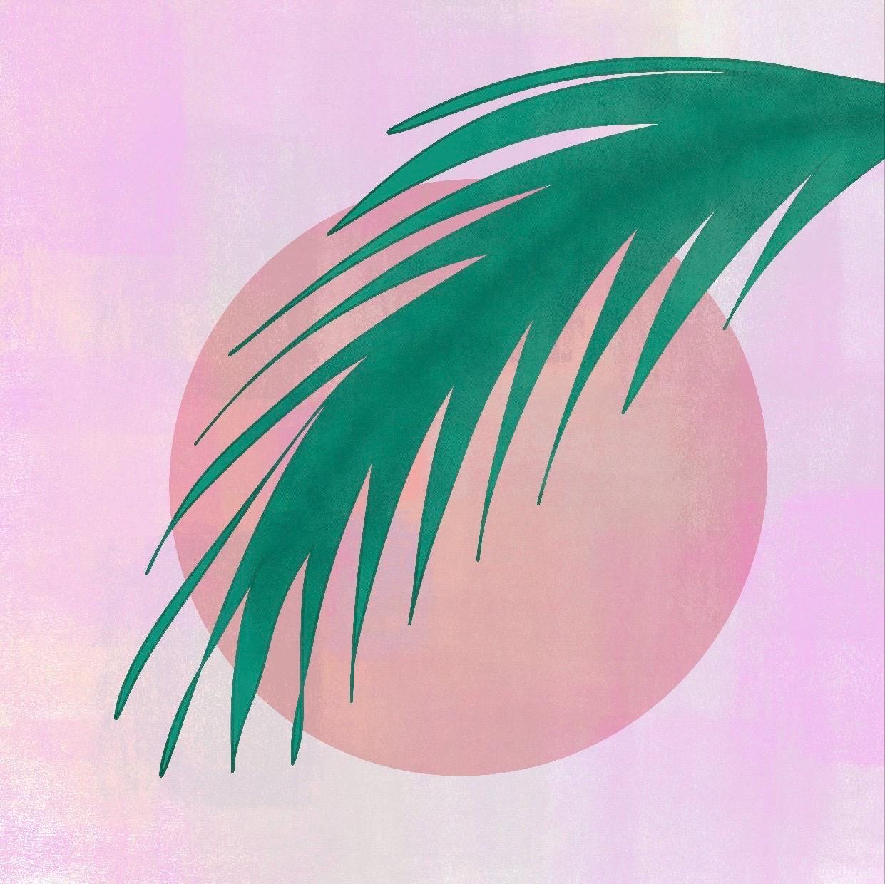 Palm Leaf Print, Pink Sun Minimalist Art, Tropical Boho Wall Decor ...