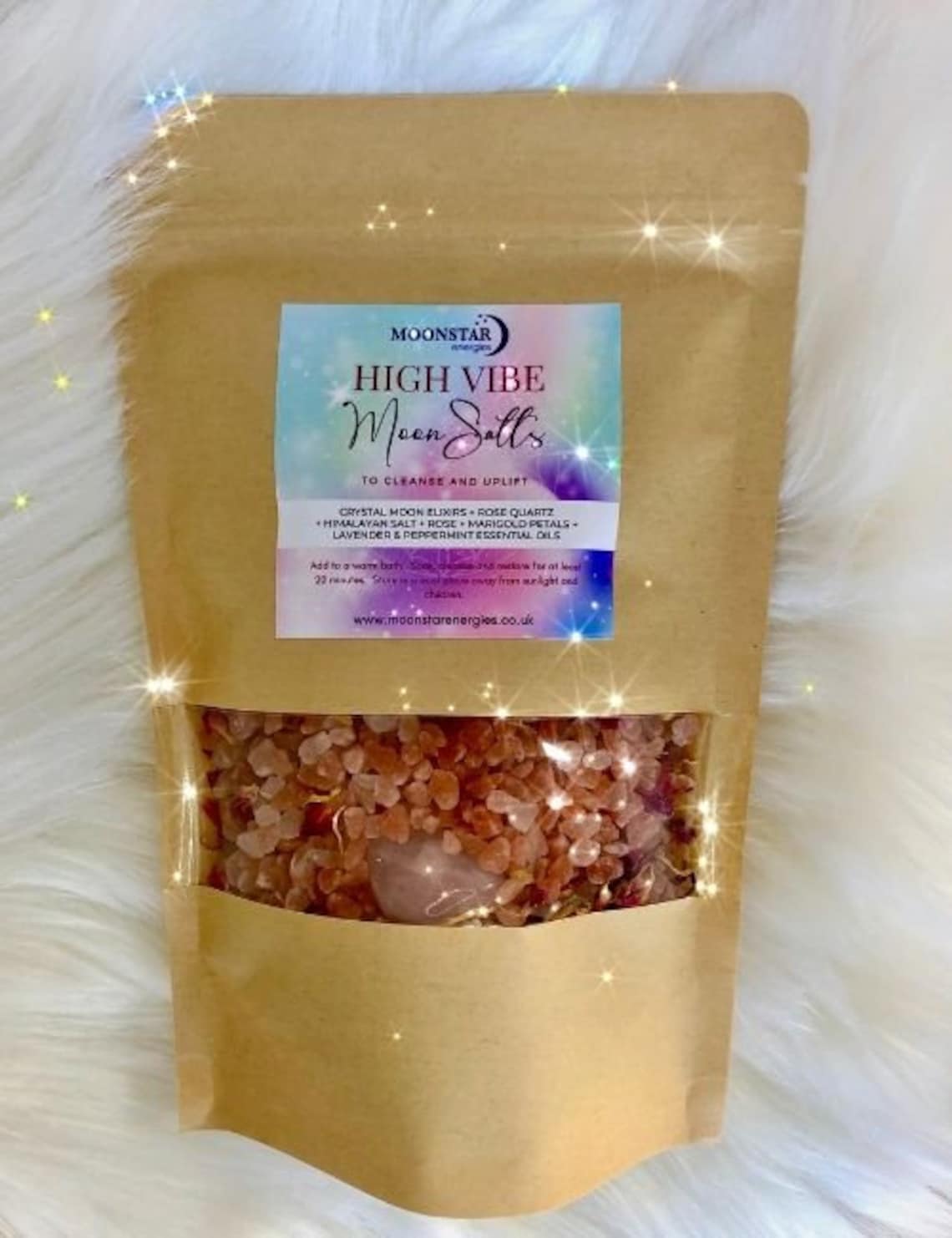 High Vibe Moon Salts Crystal Infused Bath Salts to Cleanse Etsy