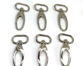 reduced!! 6 silver jewelry carabiners, rotating swivel 25 x 48 mm (95)