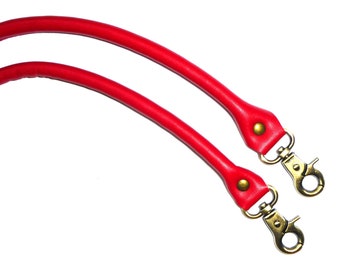 2 bag handles, leather, red, 48 cm (42)