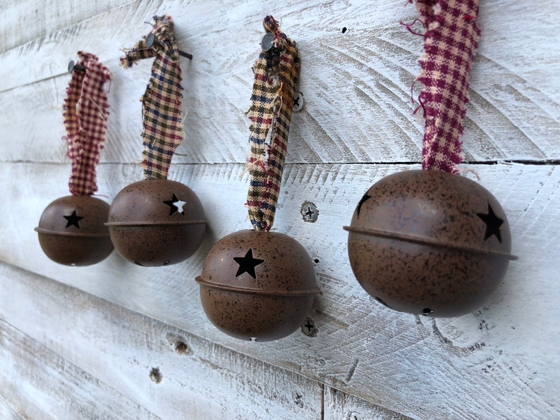 Rustic Metal Bell Ornaments With Hanger - Set of Four (4) - Etsy