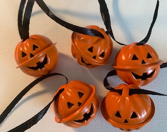 5 Small Metal Pumpkin Ornaments