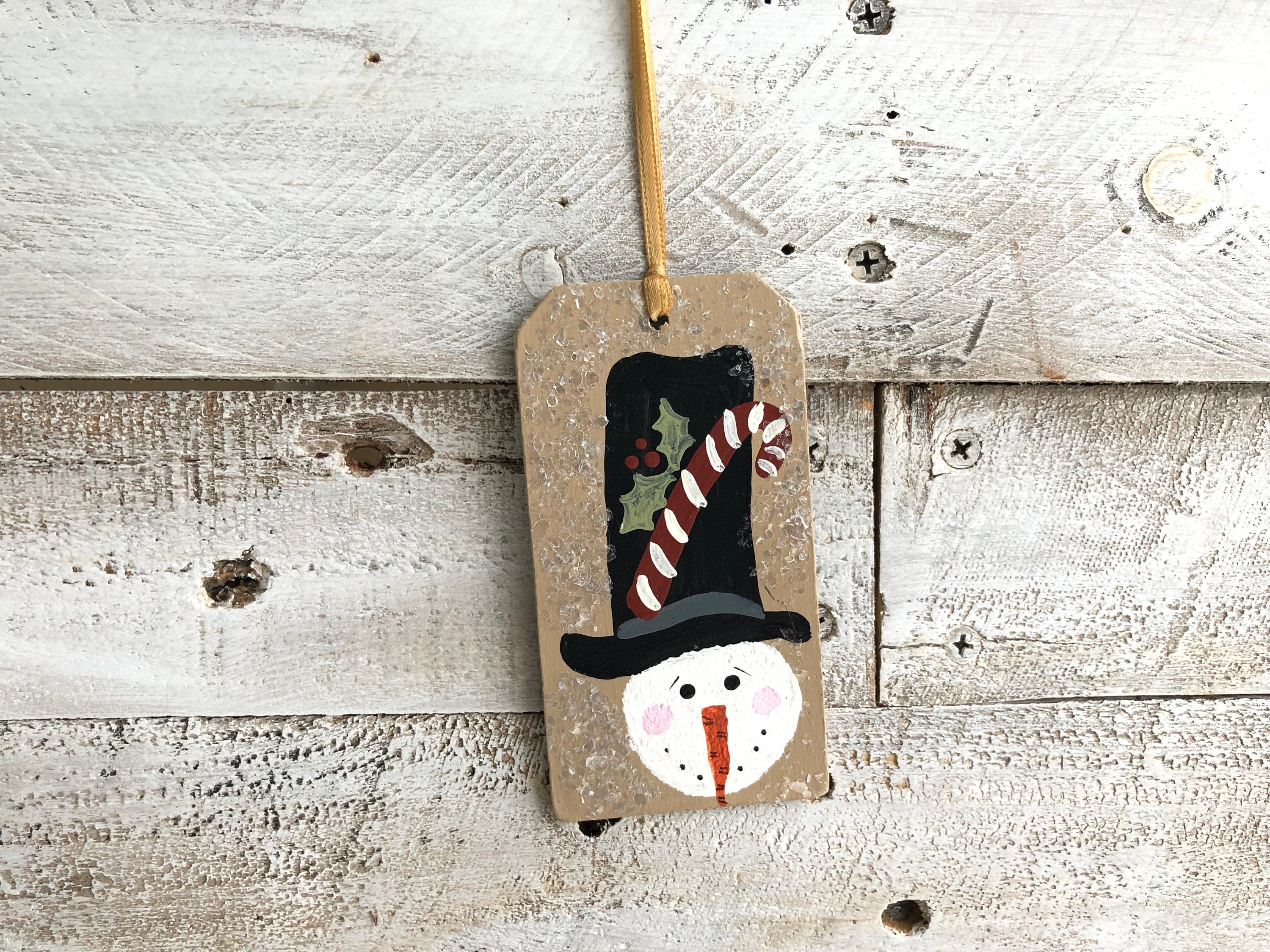 Hand Painted Wooden Christmas Tag Ornament.rustic Christmas - Etsy