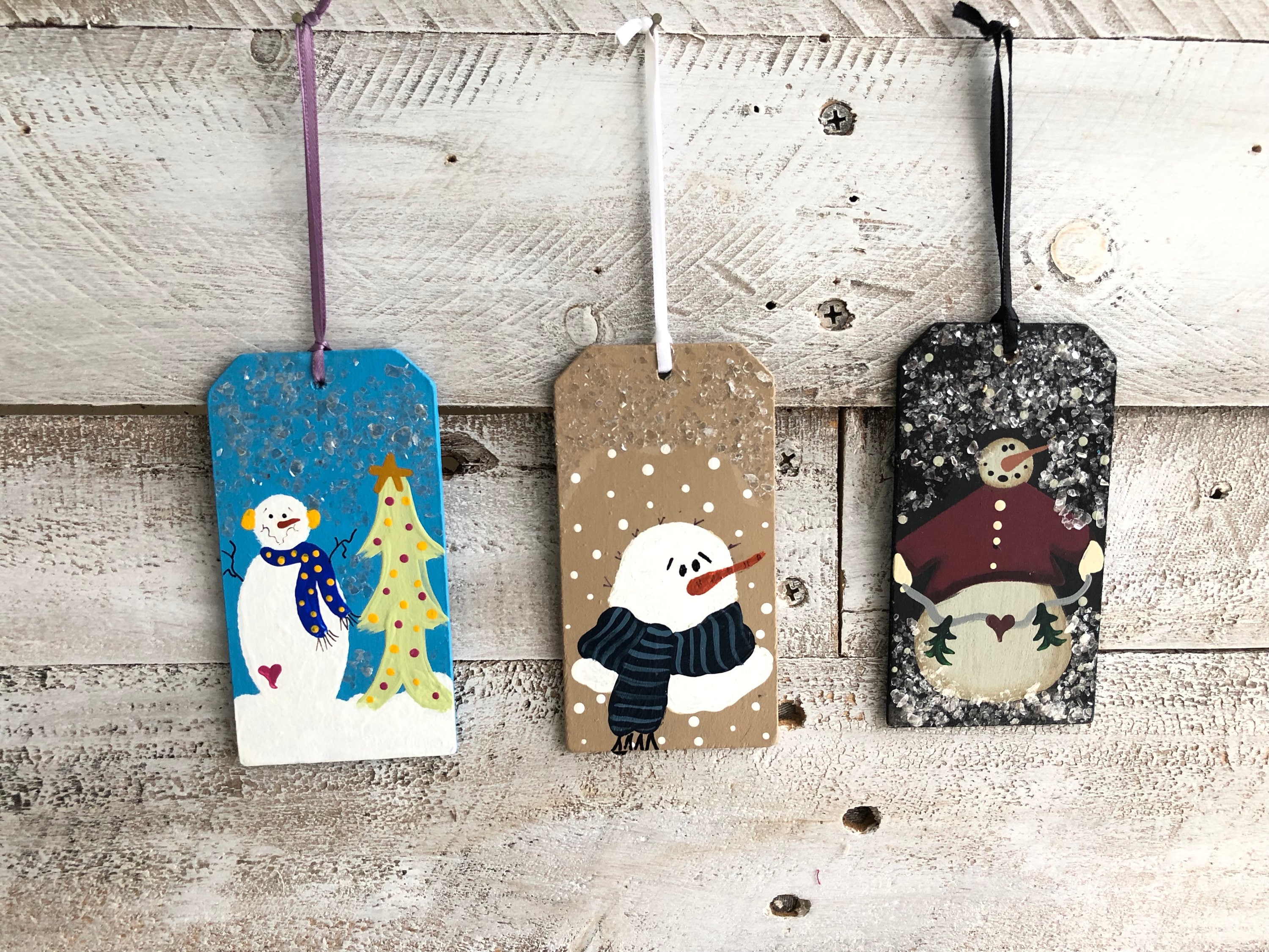 Hand Painted Wooden Christmas Tag Ornament.rustic Christmas Etsy
