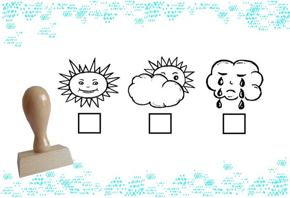 Stempel Holzstempel Lehrerstempel Motivstempel Sonne Wolke Etsy