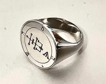 Angel Mahasiah Sigil Ring, guardian angel Spiritual Jewelry amulet, Sterling Silver Talisman
