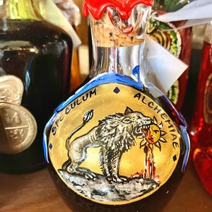 Poción de memoria alquímica, elixir de brujería auténtica, botella de magia medieval