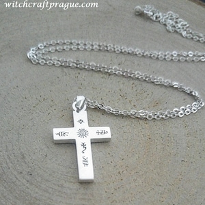 Cross necklace protection amulet, Witchcraft customized talisman, 925 silver