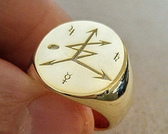 Chaos magic Ellis sigil ring with Alchemy symbols witchcraft amulet Wicca talisman