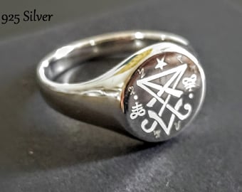Lucifer and Asmodai ring, Demon sigil set, witchcraft jewelry