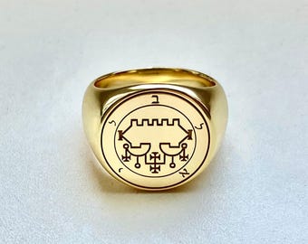 Bague Sigil de Belial, amulette de sceau de Goetia, bijoux occultes, bague de démon de sorcellerie, chemin de la main gauche