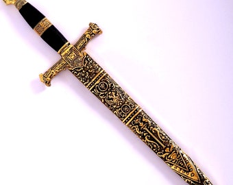Dague de sorcellerie rituelle avec talisman d'alchimie gravé Goetia