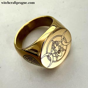 Hecate triple Moon Goddess Ring, Witchcraft Jewelry, Greek Pagan amulet, Wicca talisman