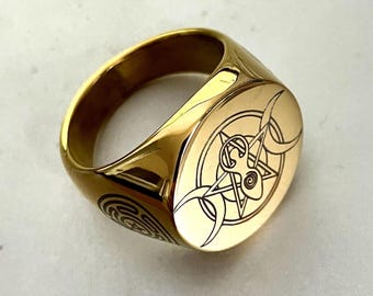 Hecate triple Moon Goddess Ring, Witchcraft Jewelry, Greek Pagan amulet, Wicca talisman