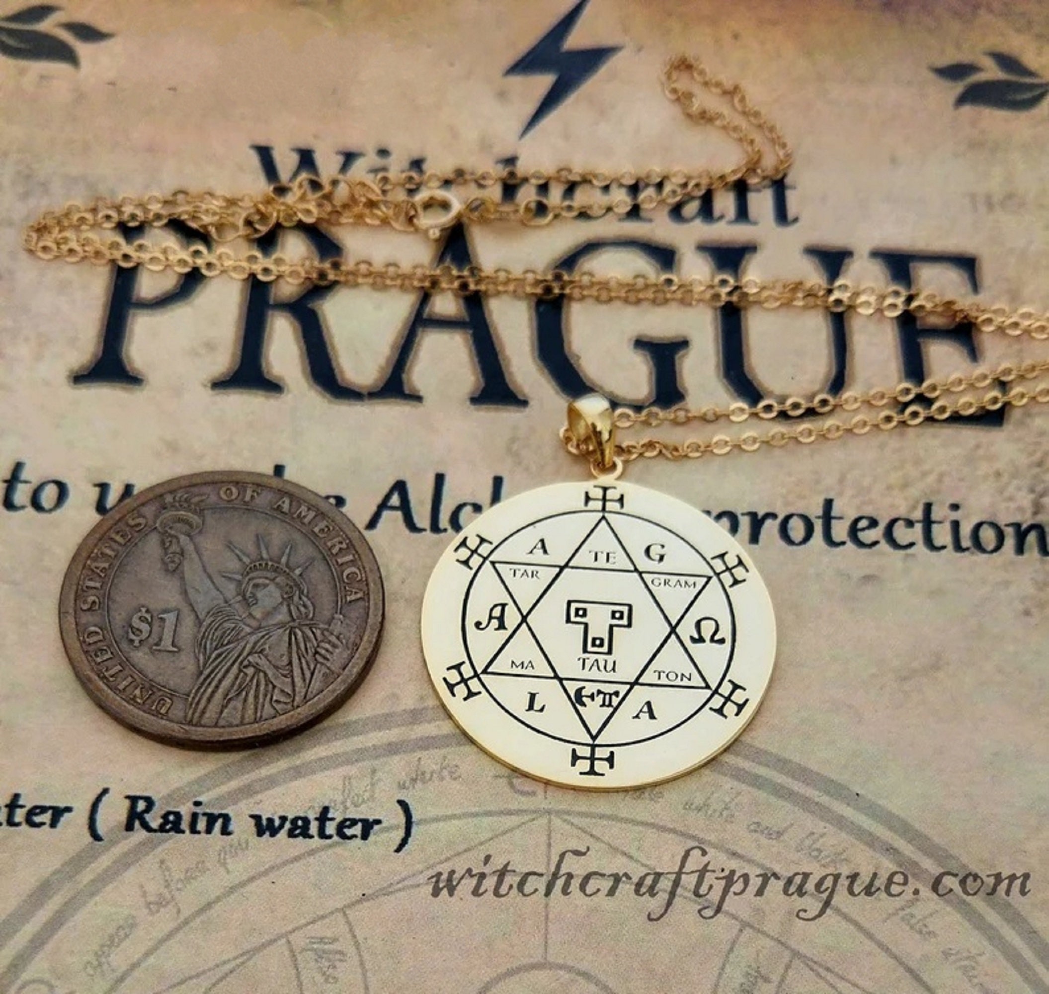 Witchcraft Hexagram of Solomon Goetia Necklace Alchemy
