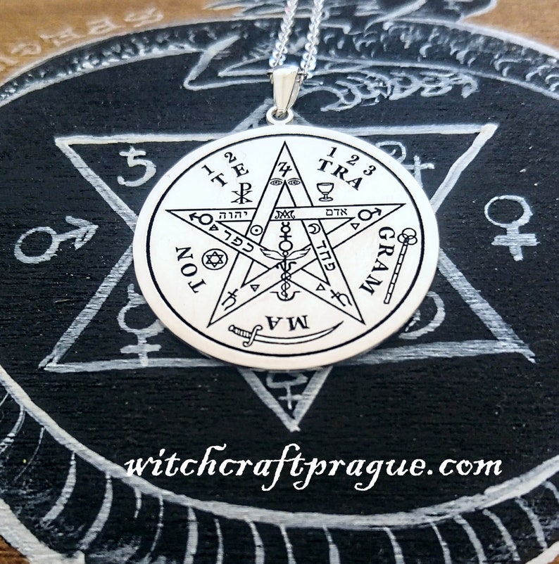 Alchemy Protection Tetragrammaton witchcraft amulet Goetia talisman lesser key 925 Silver