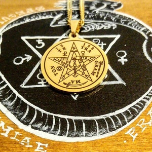 Alchemy Protection Tetragrammaton witchcraft amulet Goetia talisman lesser key Gold plated