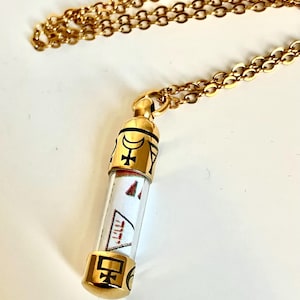 Spell bottle talisman necklace for fortune and success, Sun amulet pecdant