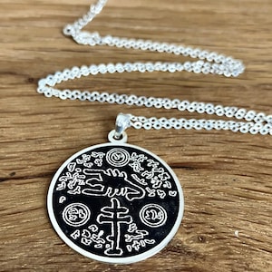 Talisman Exterminador silver necklace, San Cipriano amulet,