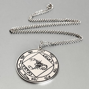 Mars protection amulet, Seal of Solomon, witchcraft talisman, silver necklace