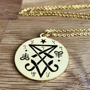 Lucifer sigil Necklace, Occult Sigil Pendant, Morning Star Jewelry, Left Hand Path Talisman, Falling Angel pendant