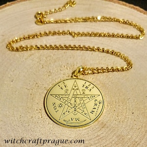 Alchemy Protection Tetragrammaton witchcraft amulet Goetia talisman lesser key 18k Gold