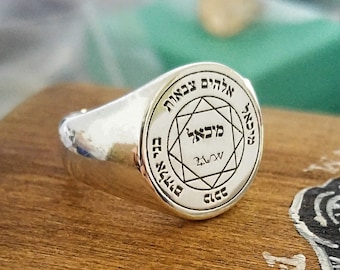 Archangel Michael talisman ring, protection amulet, Angel sigil jewelry
