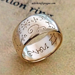 Alchemy Solomon crown magic ring 18k gold Goetia amulet