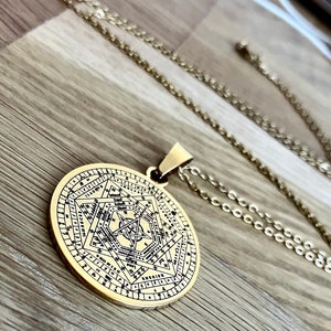 Enochian Sigillum Dei Aemeth necklace, grand pentacle, witchcraft amulet, 72 names of God
